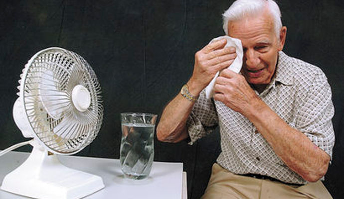 Heat And High Blood Pressure Medication - Elderly Man Cooling Down
