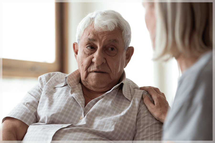 Setting boundaries with aging parents Woman talking to her concerned senior father MeetCaregivers