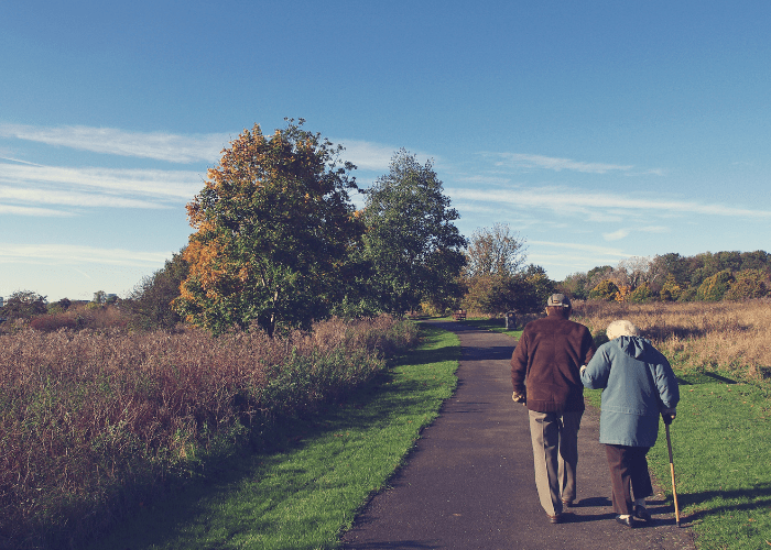 Elderly Couple Taking A Stroll In One Of The Best States For Seniors