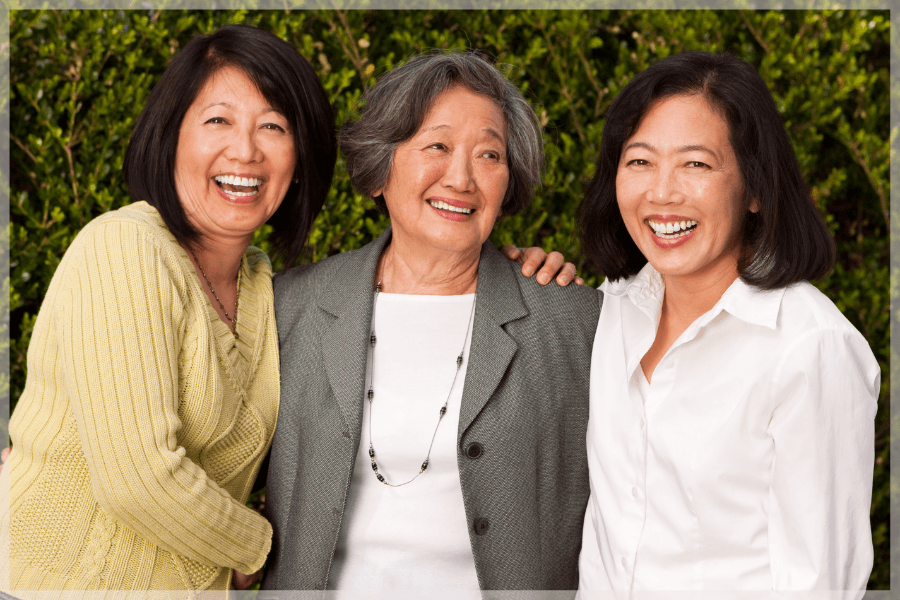 Caring for elderly parents Older mother with her two grown daughters MeetCaregivers