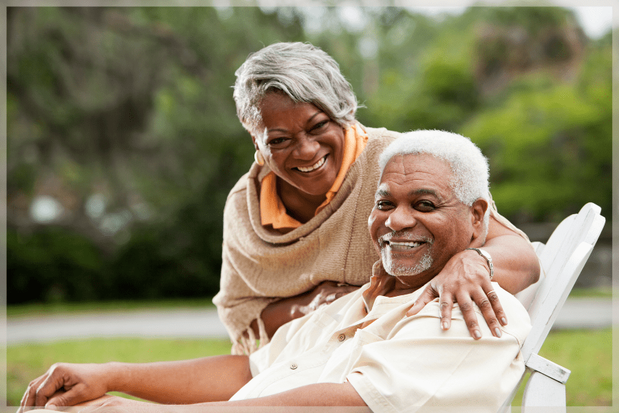 National Health Education Week - Loving elderly couple outdoors - MeetCaregivers