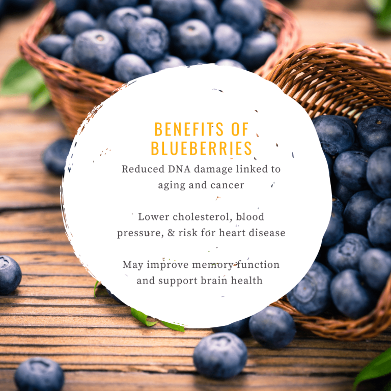 Infographic about the benefits of blueberries as one of the best foods for seniors