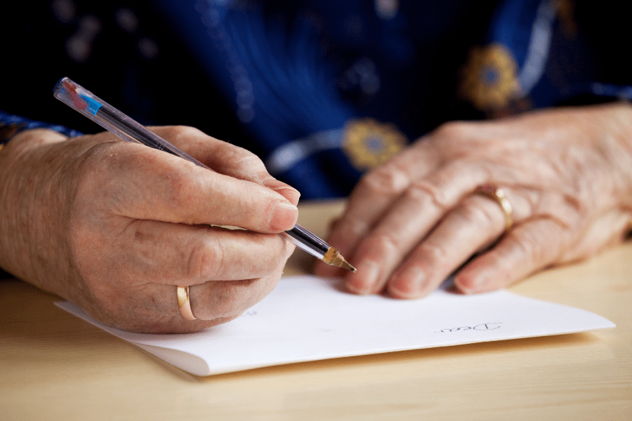 Letter writing is one of the more unique fall activities for seniors.